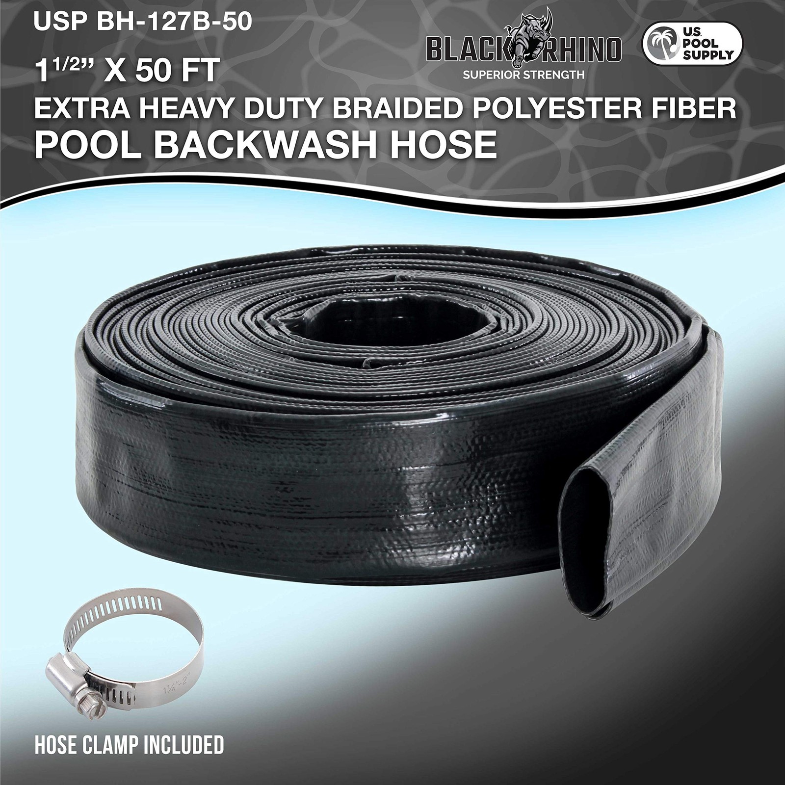 U.S. Pool Supply Backwash Hose 1 1/2 Inch 1.5 inch x 50 Feet, Black