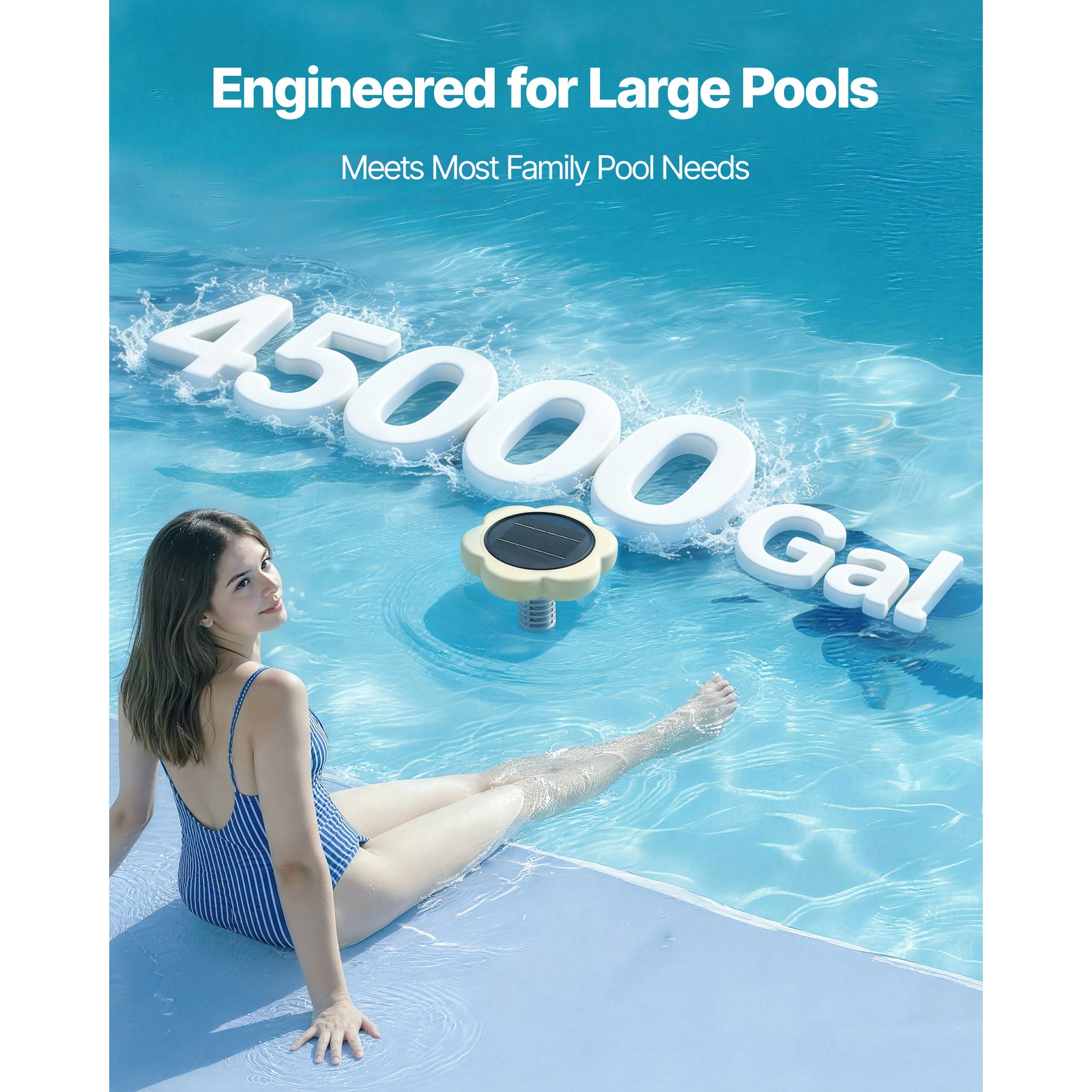 Uimoso Solar Pool Ionizer with Copper Anode for Pools Up to 45000 Gallons,Yellow
