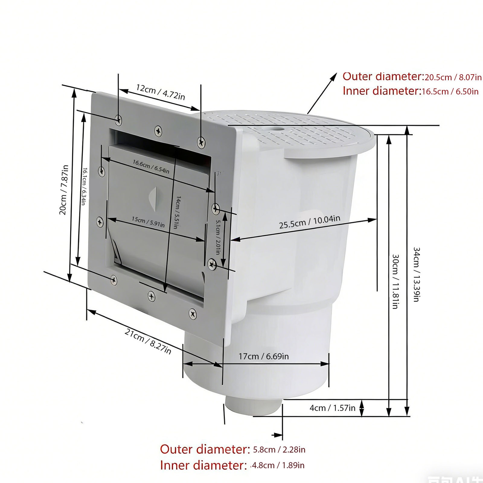 NEW Pool Wall Skimmer High Efficiency ABS Thru Wall Pool Skimmer Accessory Kit