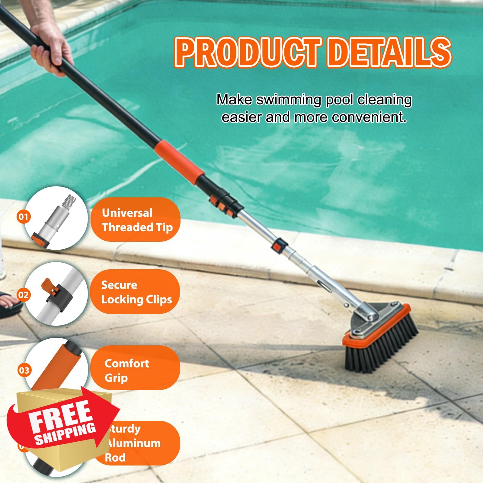 SISUPASSIE Pool Brush Kit 16FT