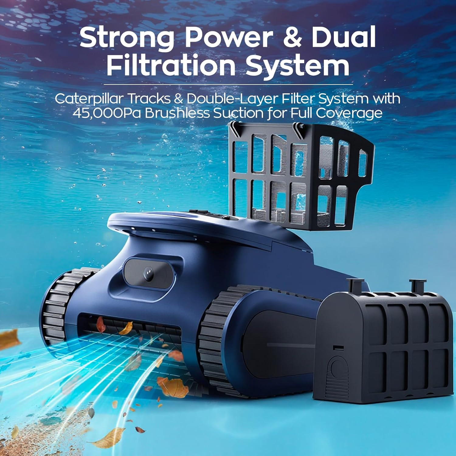 Cordless Robotic Pool Cleaner, Pool Vacuum 180W Brushless Motor, 45000Pa Suction