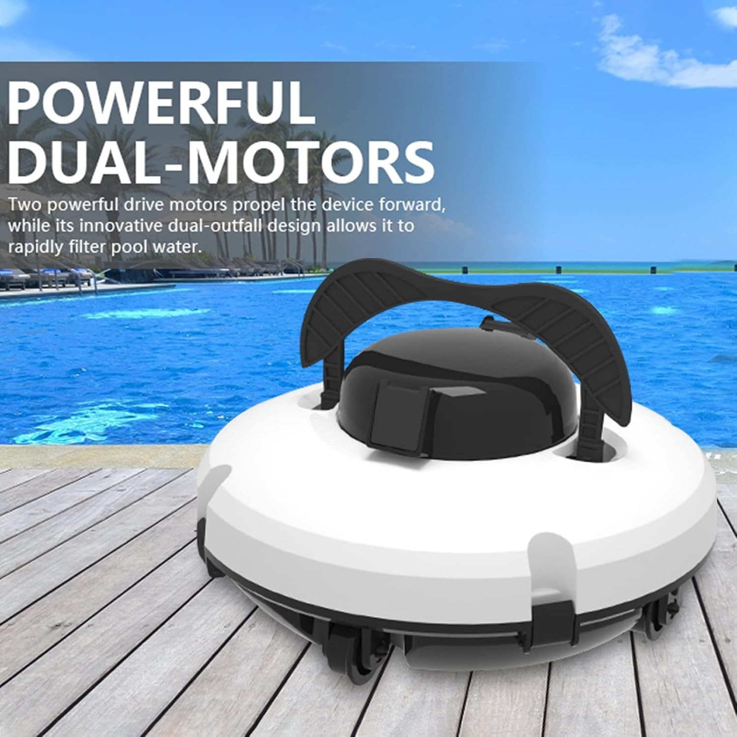 PZO-18 Robotic Cordless Pool Cleaner Smart 5200mAh Lithium Auto-Park 1000