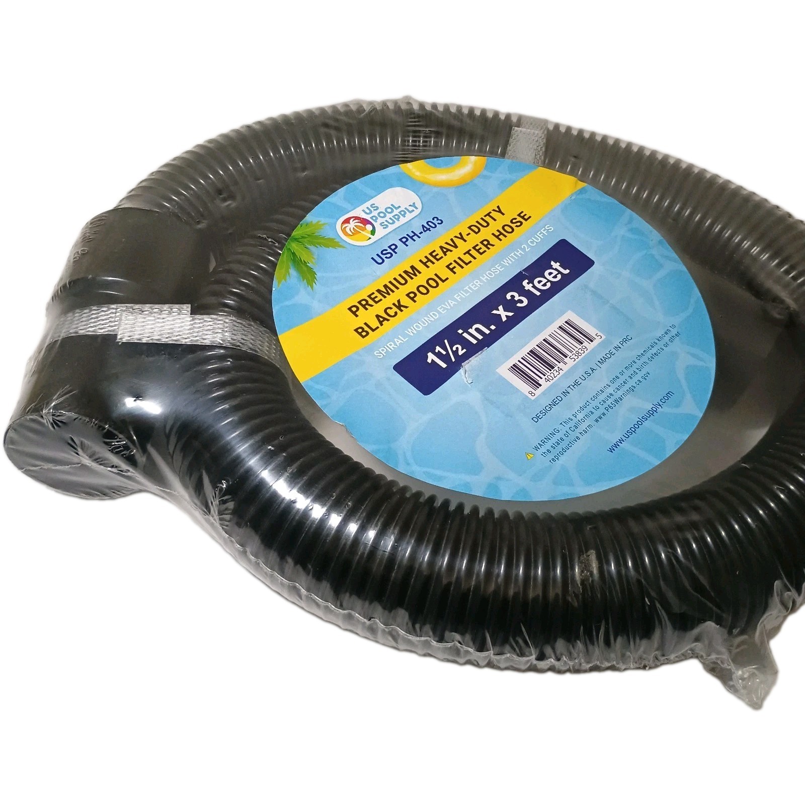 PH-403 3Ft Heavy-Duty Above Ground Pool Hose 1.5&Prime; Black Filter Connecting Hose