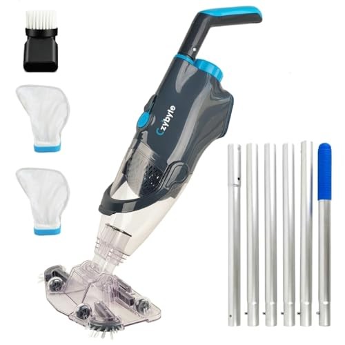 Handheld Pool Vacuum Cleaner, Rechargeable Pool Grey-Extended by 89 inches