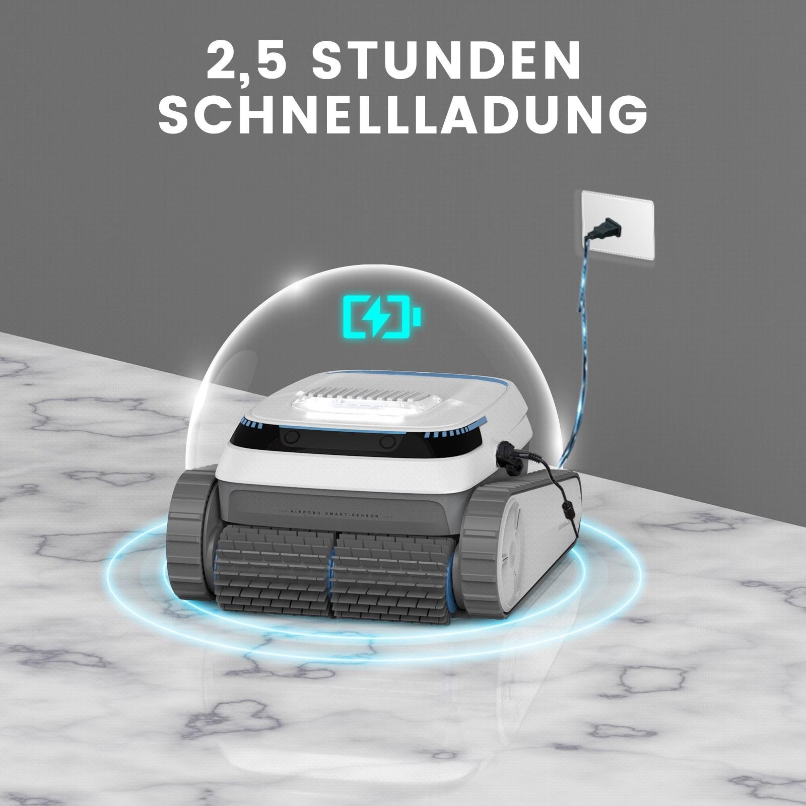 Cordless Robotic Pool Cleaner Wall Climbing Floor Waterline 120Min 4L Filter