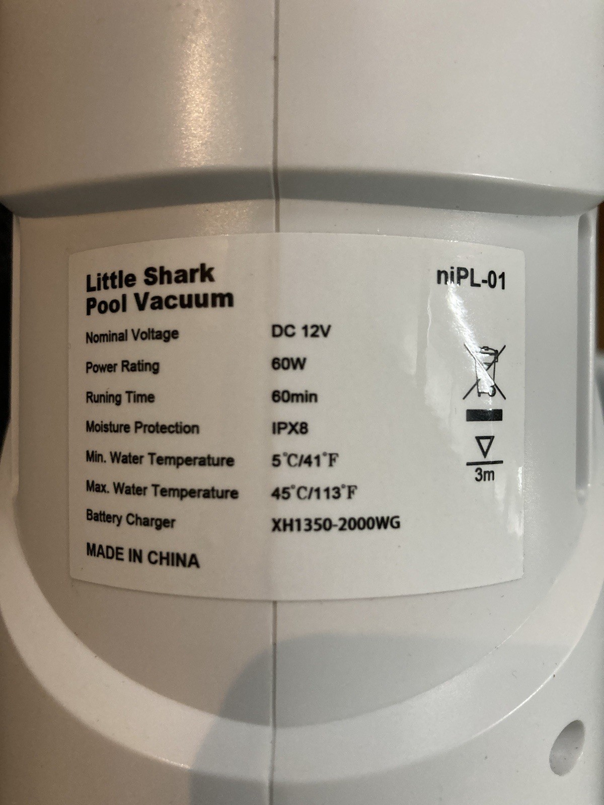 Little Shark Pool Vacuum for Above Ground Pool, Hot Tub Vacuum with 60w Motor