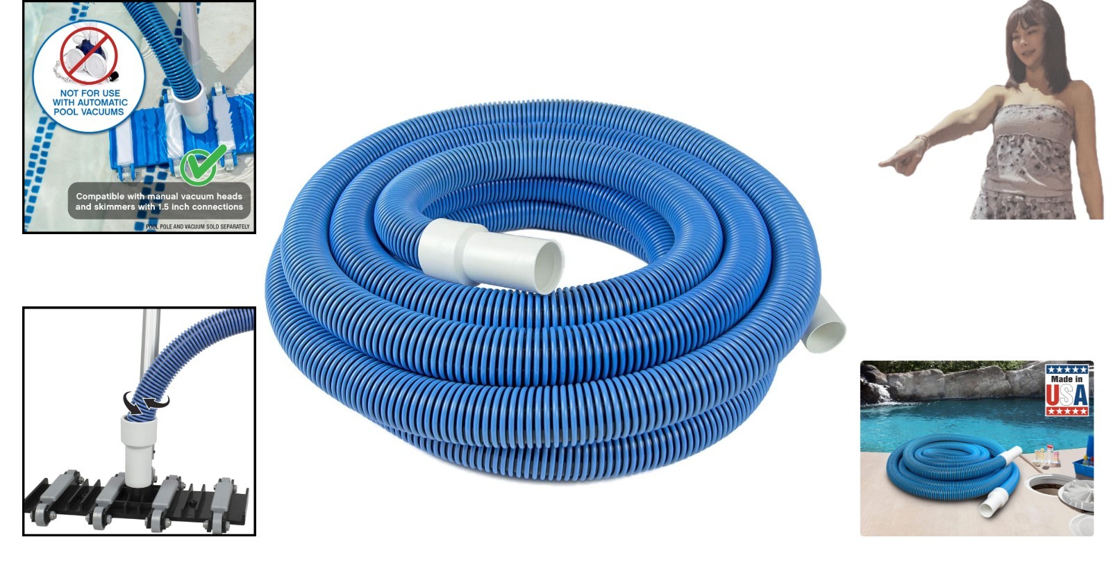 Heavy-Duty 30 Ft Manual Pool Vacuum Hose with Swivel Cuff – Kink-Free Design