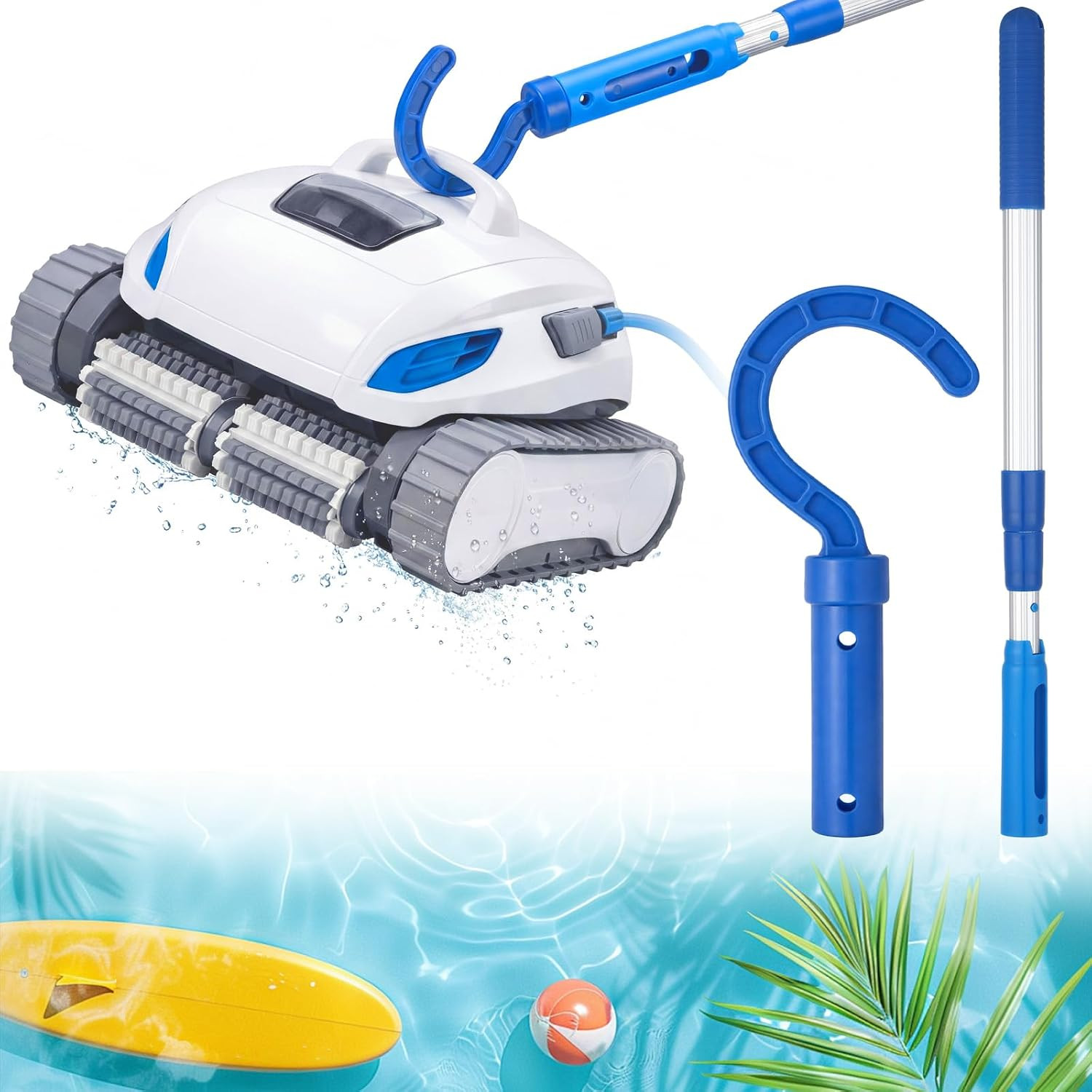Hushee Hook for All Robotic Pool Cleaner with 45 » Telescopic Aluminum Pole Deep