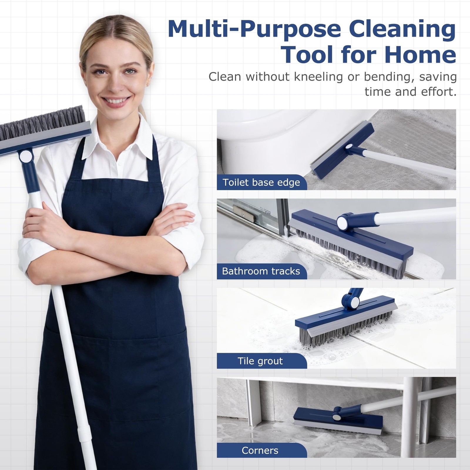Grout Brush with Long Handle, Grout Cleaner Brush for Tile Floors, Stiff Bris…