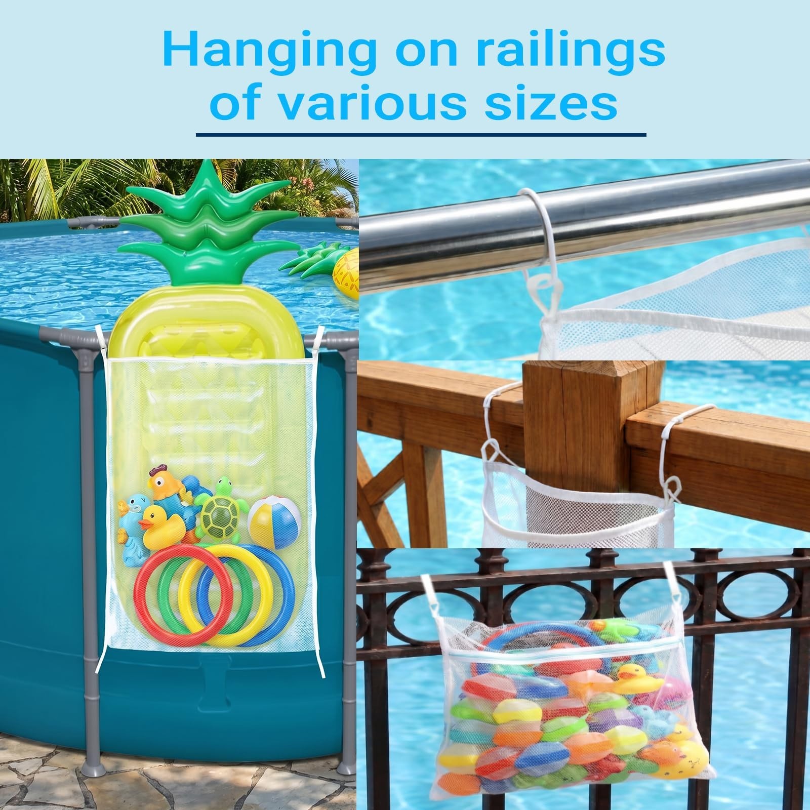 6-Pack Pool Float Storage Bags – Mesh Organizers for Noodles, Toys & Accessories