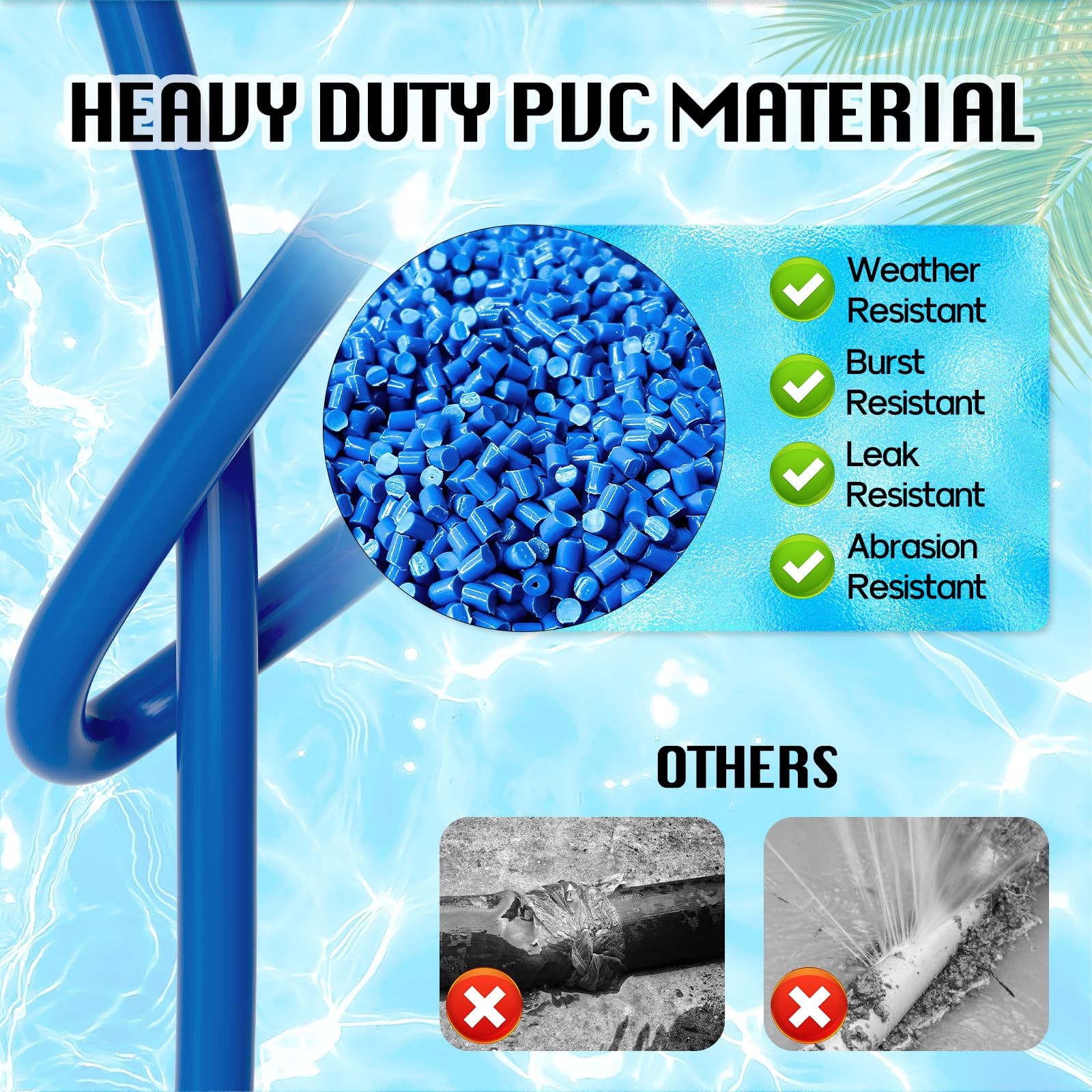 Mosenpol Pool Backwash Hose 1-1/2&Prime; x 100 FT – Heavy Duty x 100&prime;, Blue