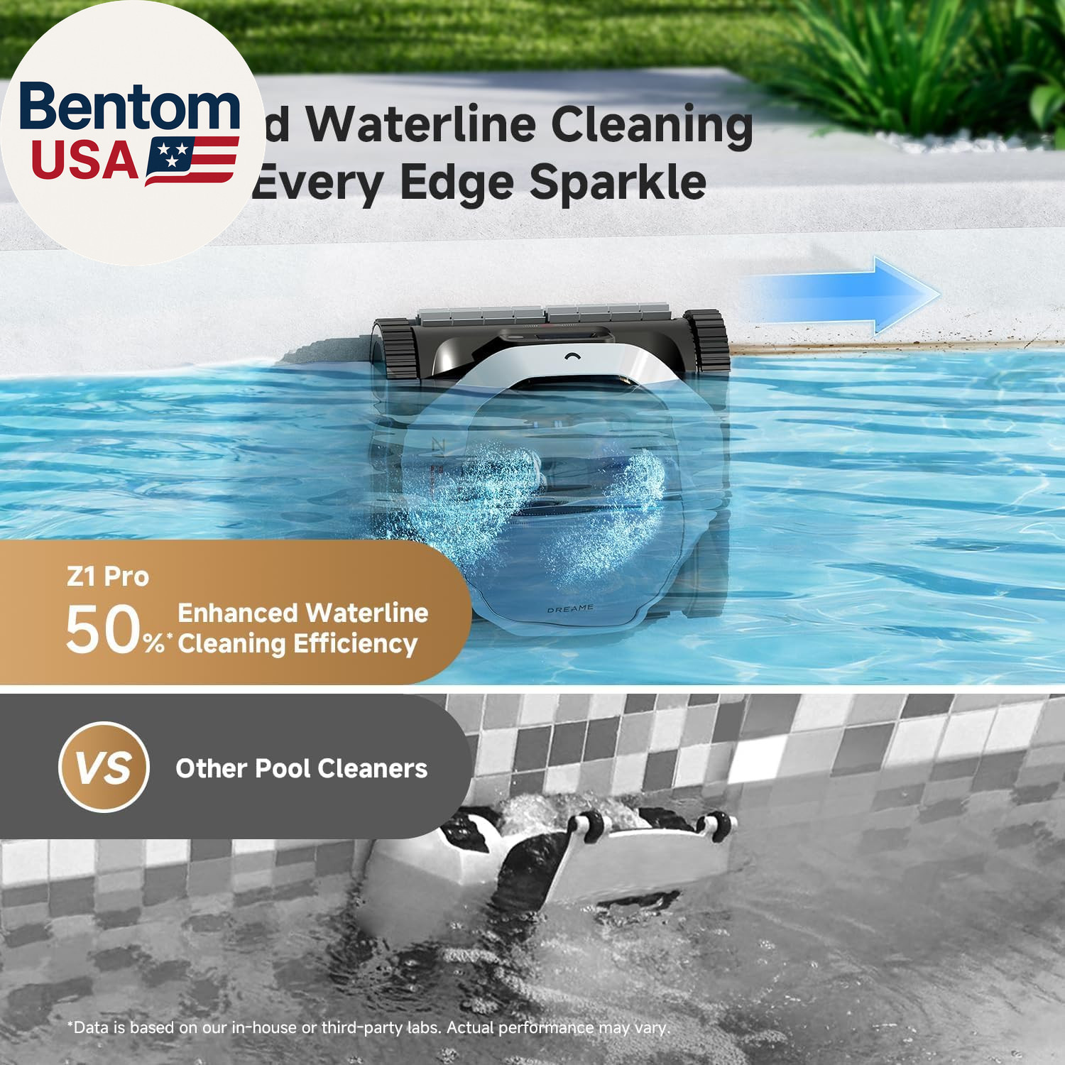 Z1 Pro Cordless Robotic Pool Cleaner, Lifi & APP Control, 8000 GPH Suction, Wall