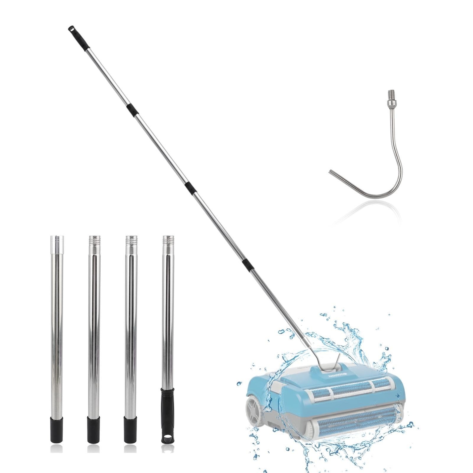 Hook for Robotics Pool Cleaner, with 68 Inches Adjustable Stainless Pole, Poo…