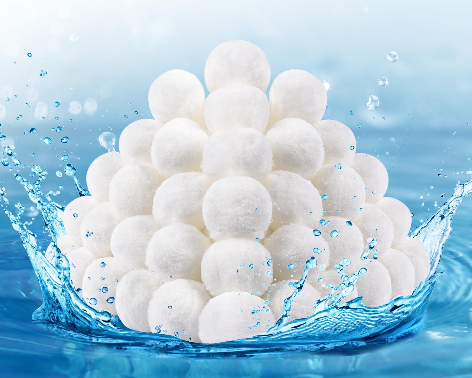 MJZ Pool Filter Balls for Sand Filter, 3.1 Lbs Reusable White