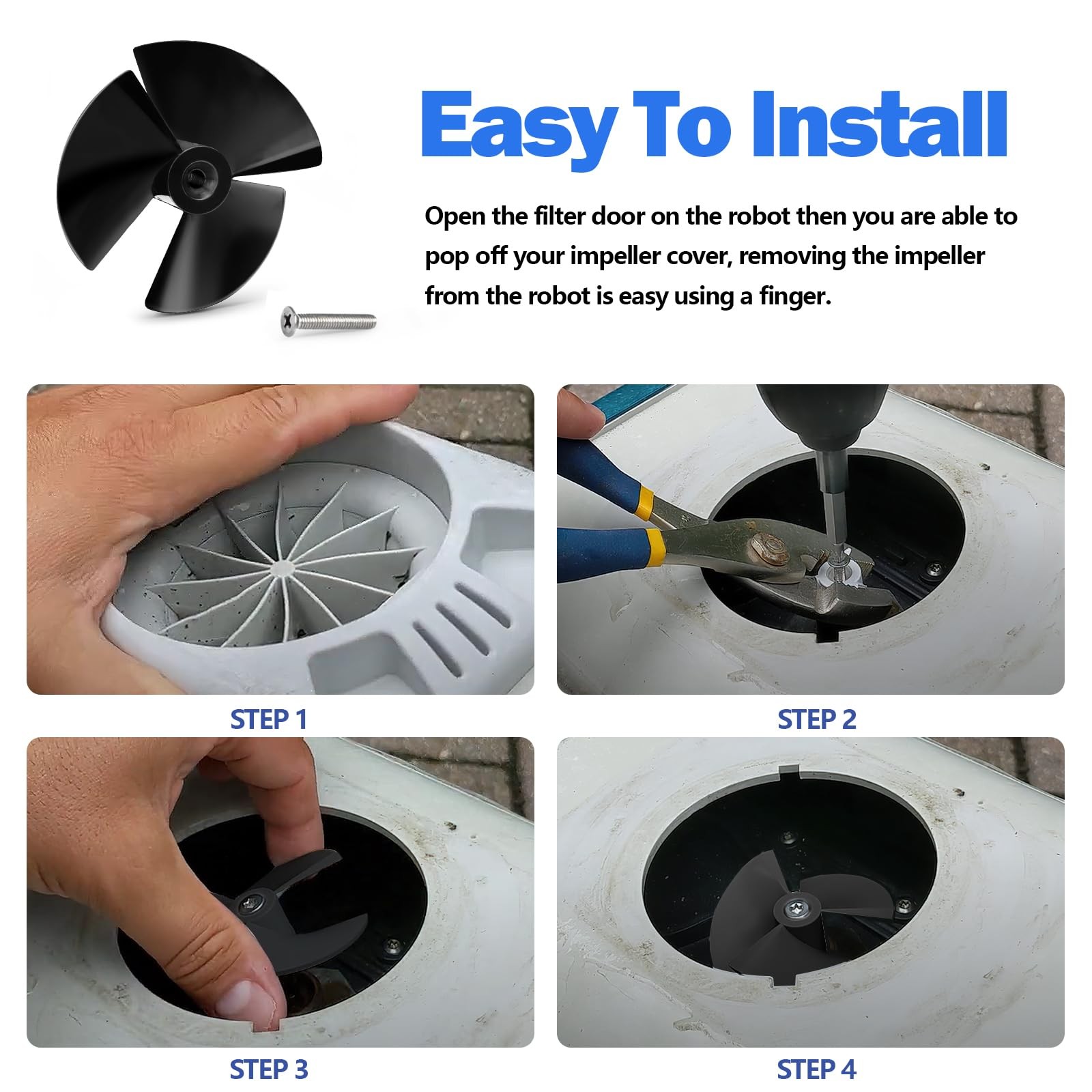 Pool Cleaner Impeller with Screw for Dolphin & Nautilus Robotic Cleaners