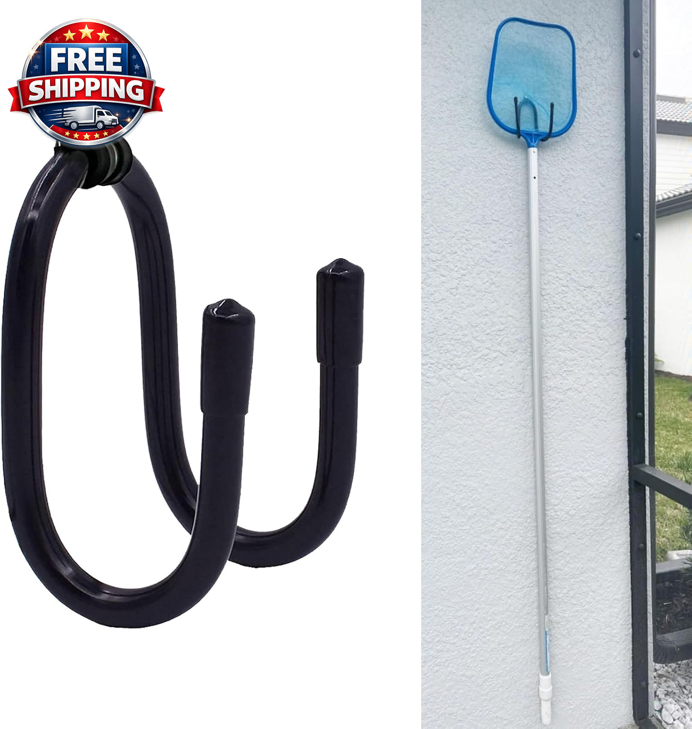 Non Rust Pool Pole Hangers – Ideal Pool Fence or Wall Mount Storage Hooks for Po