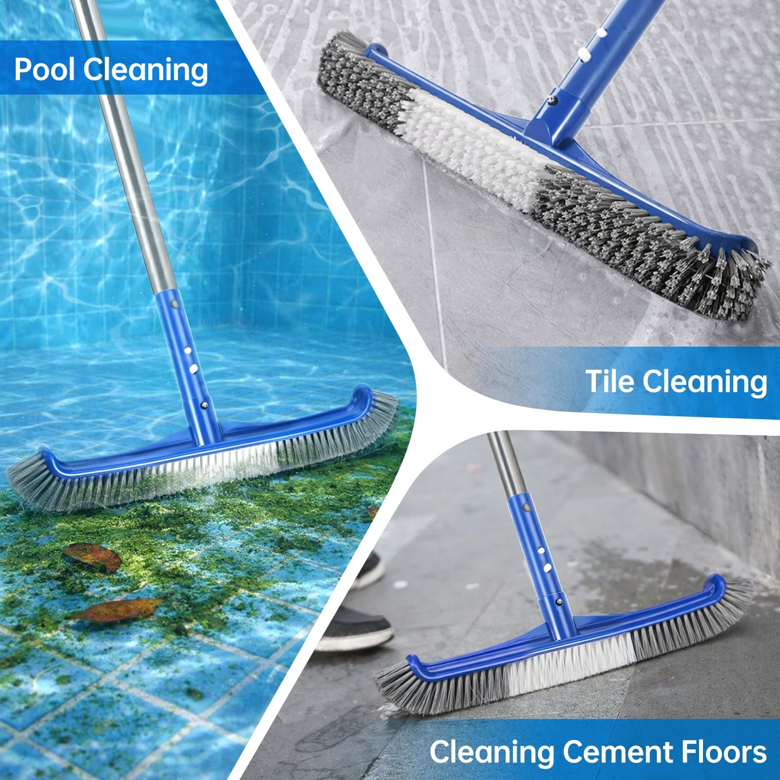 Pool Brush Head, Scrub Brush with Premium Nylon Bristles,Curved Ends High-Eff…