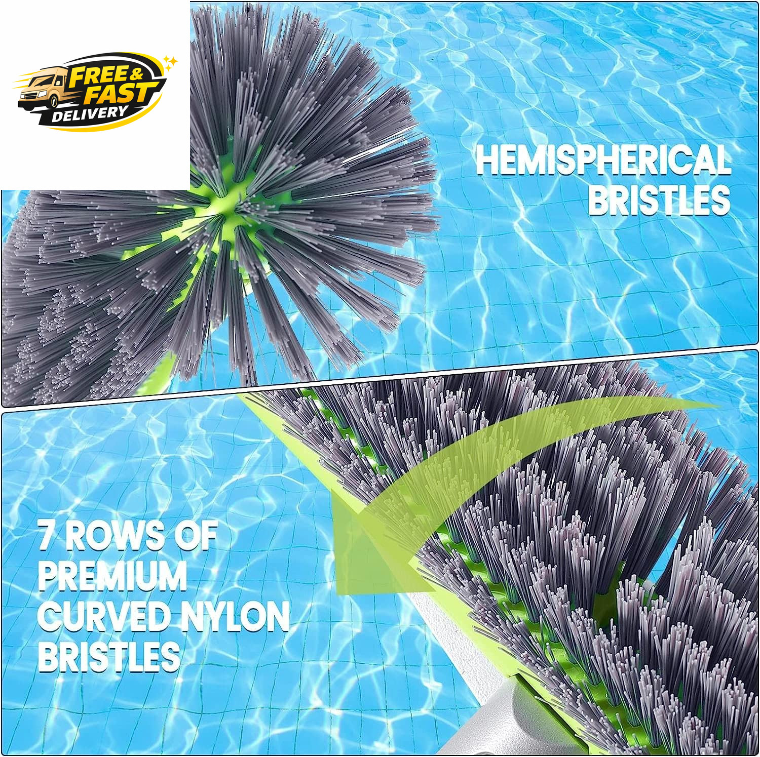 Professional Swimming Pool Brush Head with round Ends,17.5&Prime; Heavy Duty Aluminum