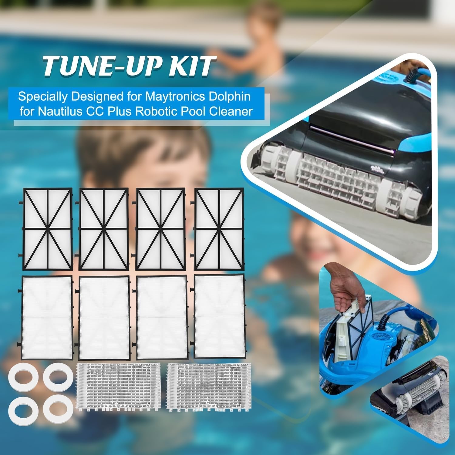 Tune-up Kit for Maytronics Dolphin Nautilus CC Plus Robotic Pool Cleaner Include