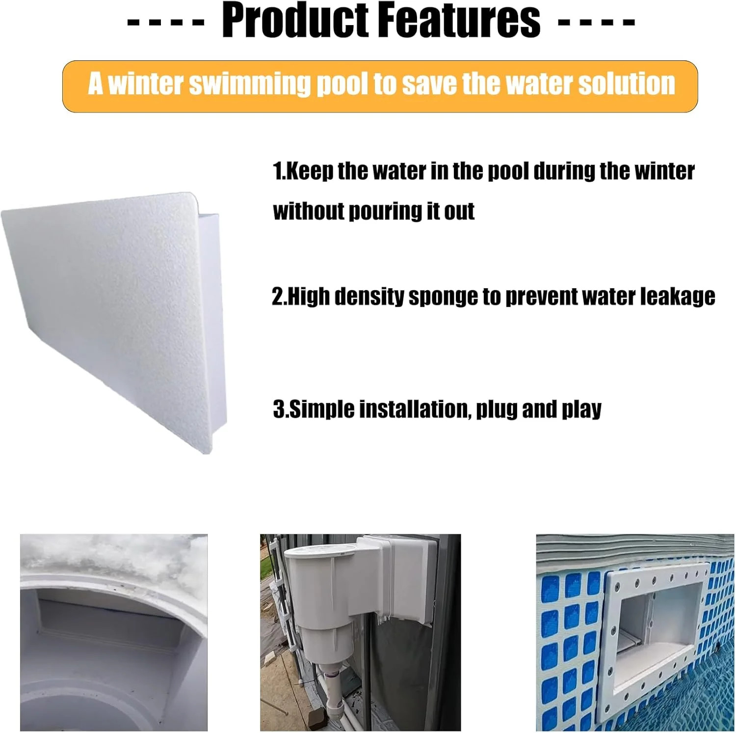 Wide Mouth Skimmer Plug,11-1/2&Prime; W 4-7/8&Prime; H,Above Ground Pool Winter Plug,Fits Ha