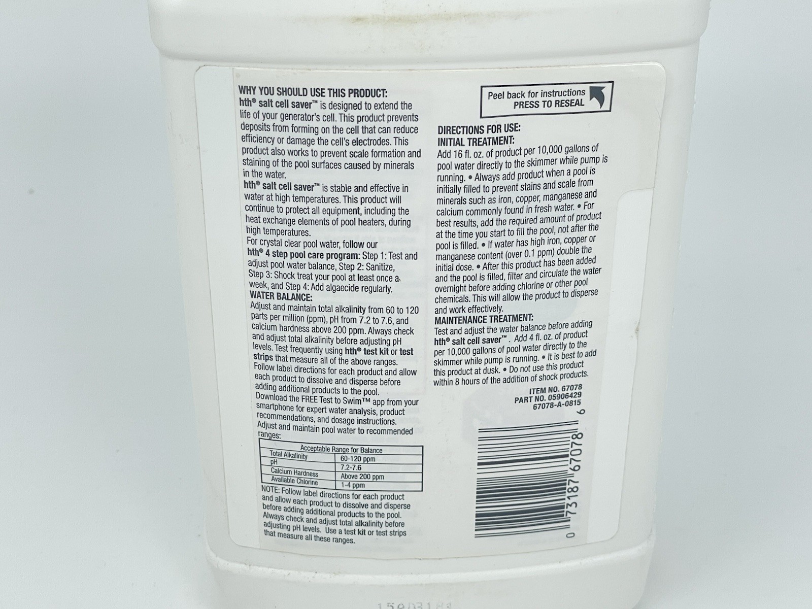 Hth Salt SCell Saver Pool Care 1ea 32 oz blt- New