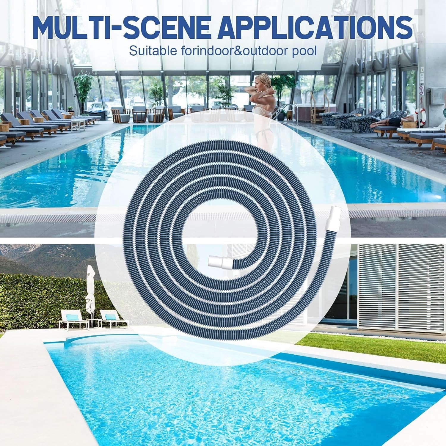 Heavy Duty Pool Vacuum Hose 30 Ft with Swivel Cuff – Effortless Cleaning