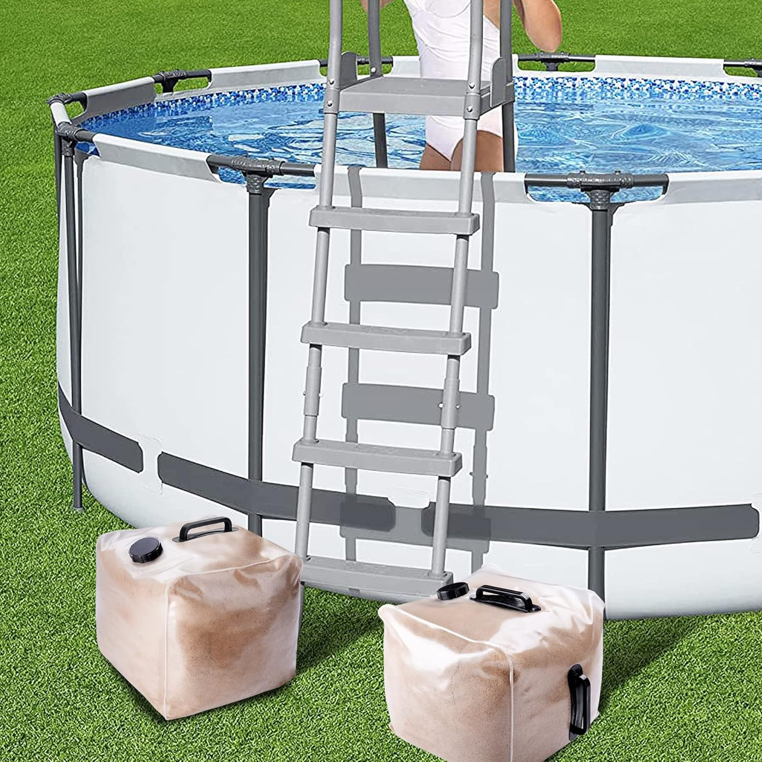 2 Pack Heavy Duty Pool Weight Plastic Sand Bags, 50 LB Universal Pool Weight for