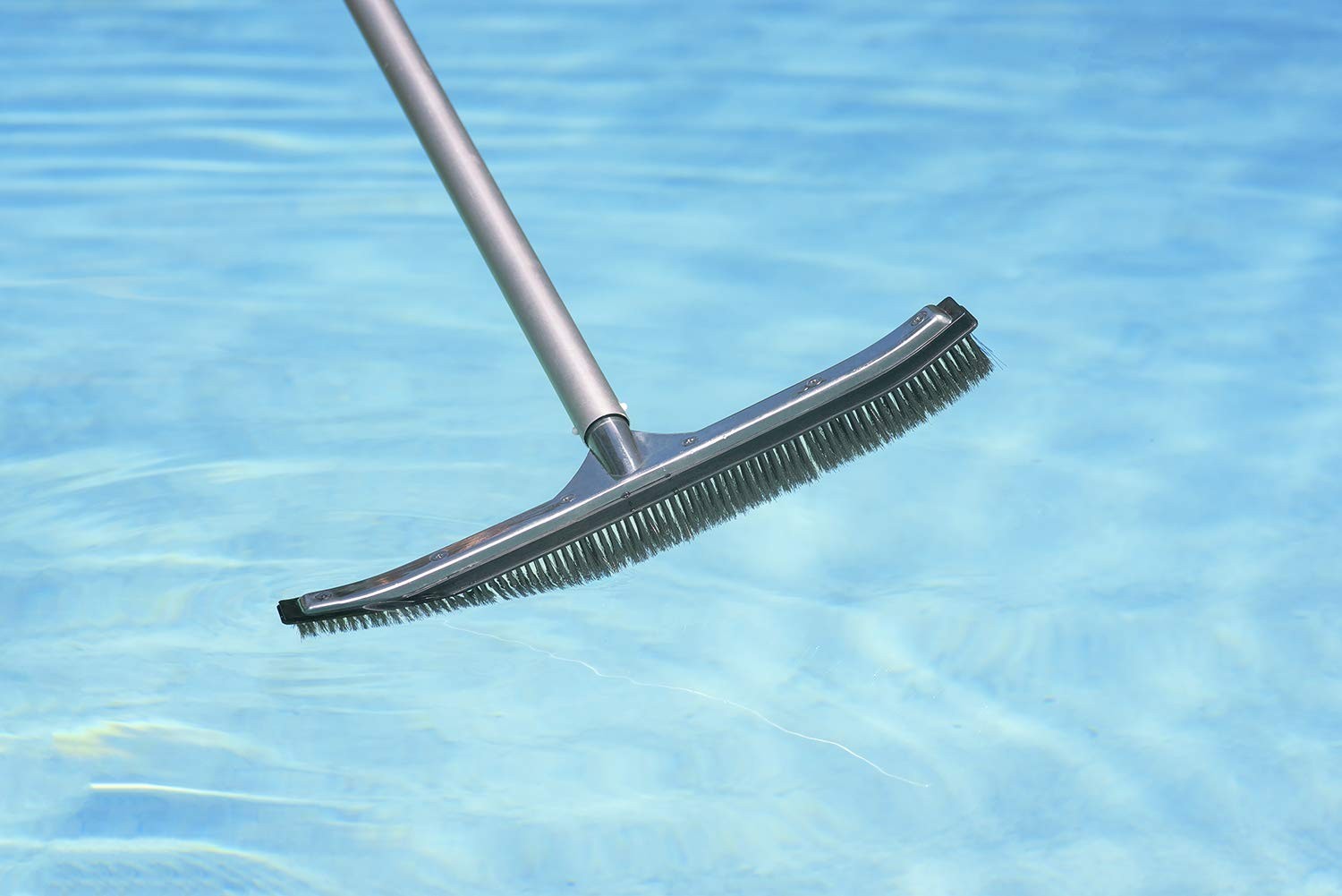 Heavy-Duty 18&Prime; Stainless Steel Pool Algae Brush – Aluminum Back for Gunite Pools