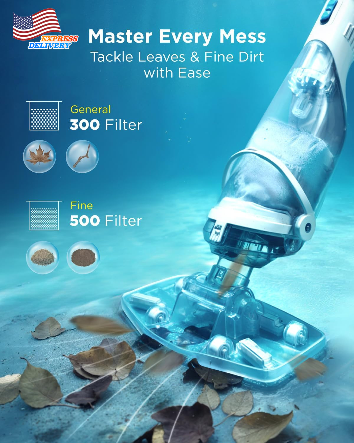 Cordless Pool Vacuum Cleaner Rechargeable Handheld for above & Inground Pools US