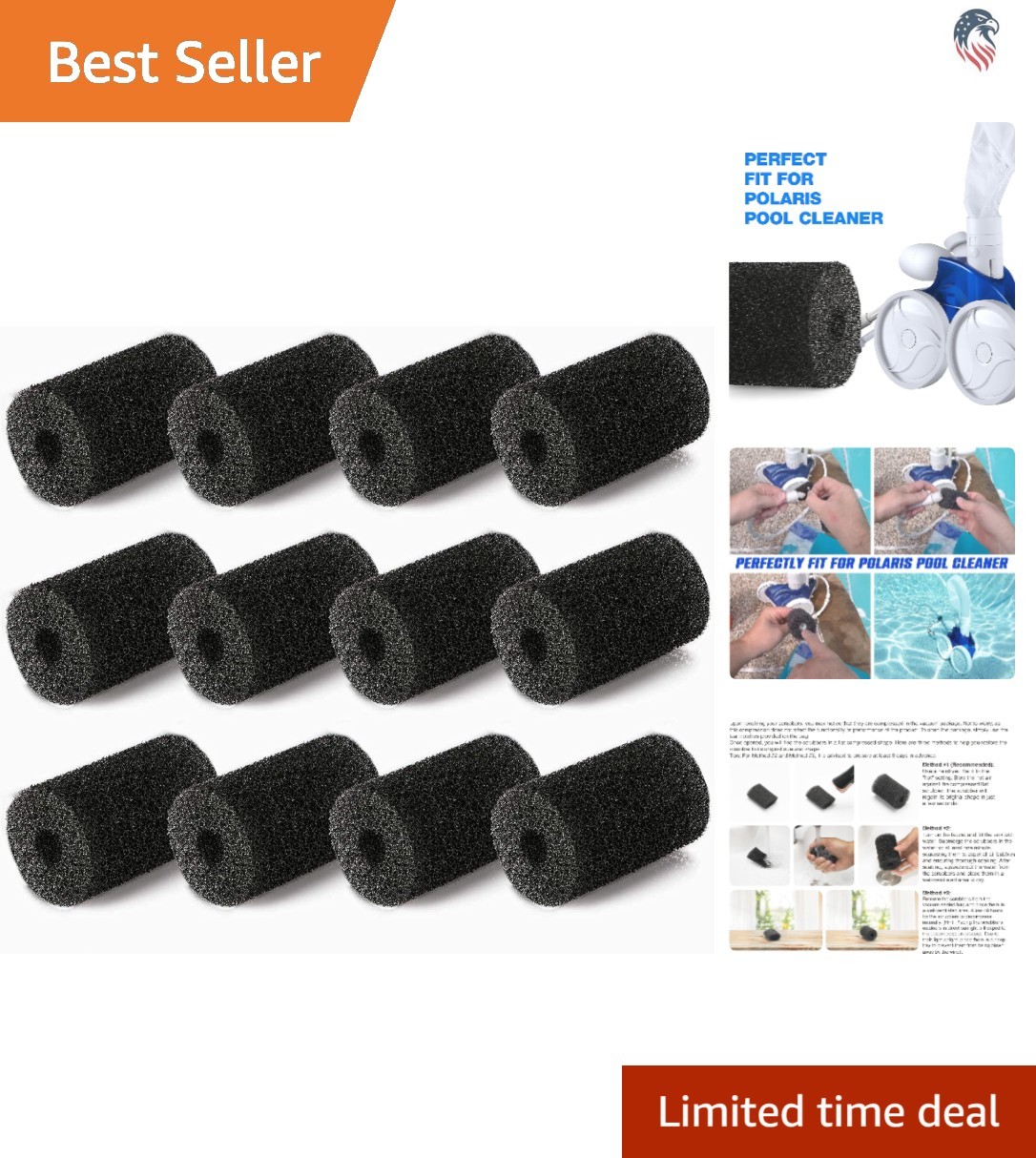 12 Pack Pool Cleaner Sweep Hose Tail Scrubbers Compatible with Polaris 180 28…