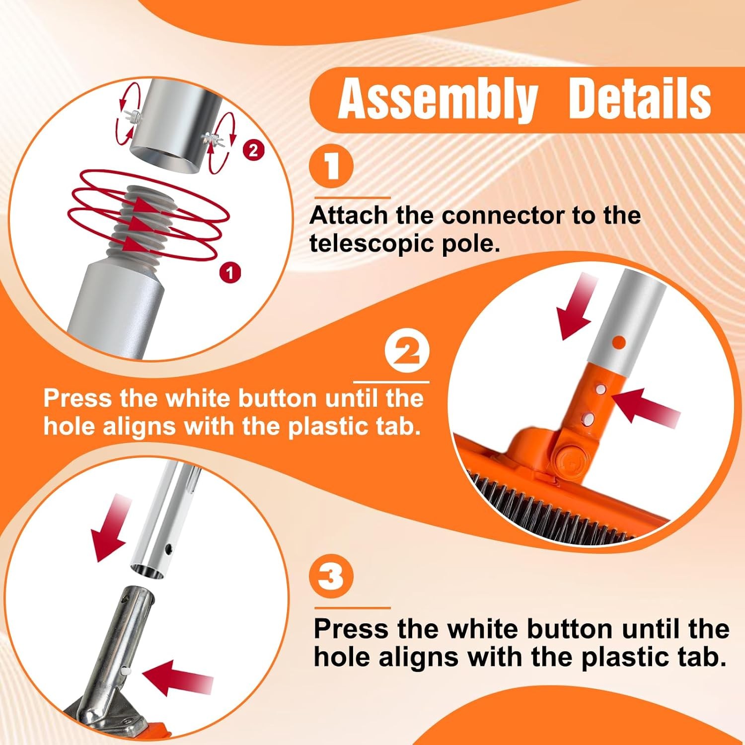 Pool Brush with 16FT Telescopic Pole Heavy Duty 18 In Rotatable Scrub Brushes