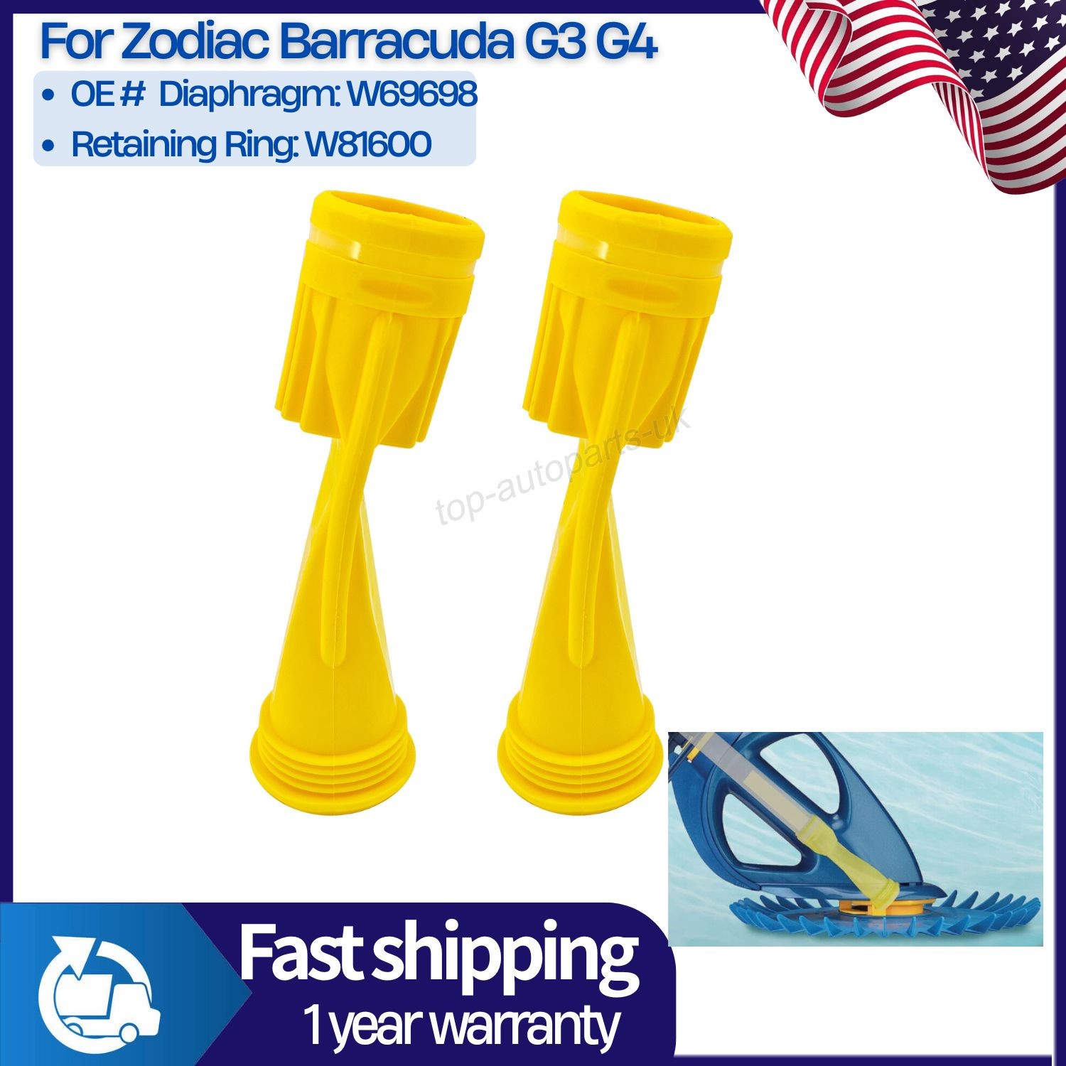 2 Pack W69698 Pool Cleaner Diaphragm For Zodiac Baracuda G3 G4 Alpha 2 Alpha 3