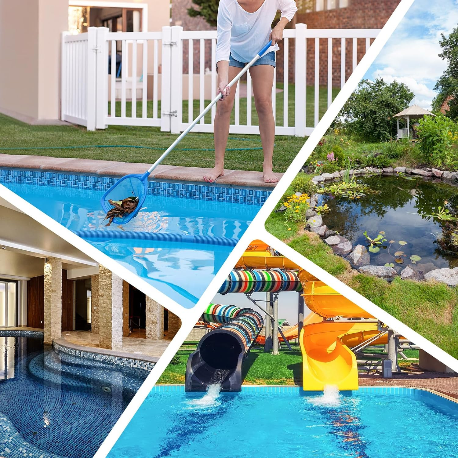 Mowend Swimming Pool Skimmer Net Total Length 57 Inches, Leaf Rake Net with 4 Se