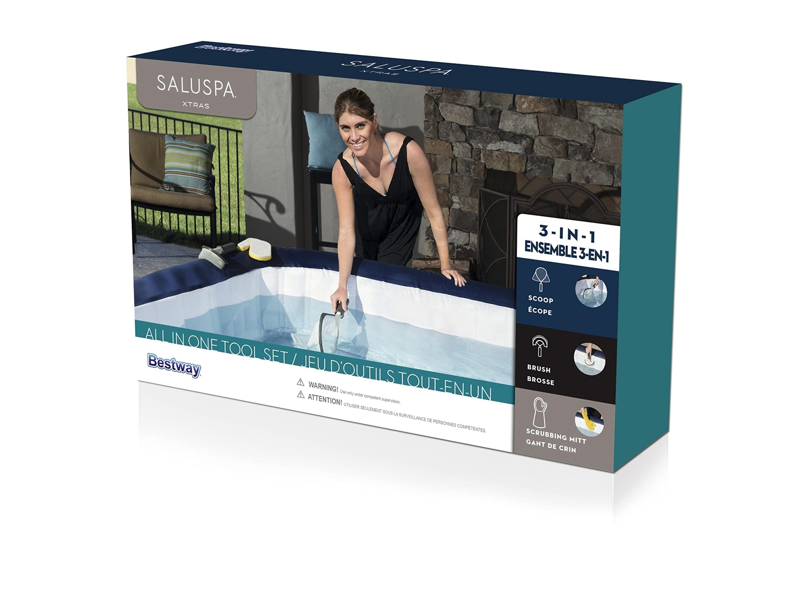 Bestway Hot Tub Cleaning Kit Brush Scrubbing Mitt Net for Spa Maintenance