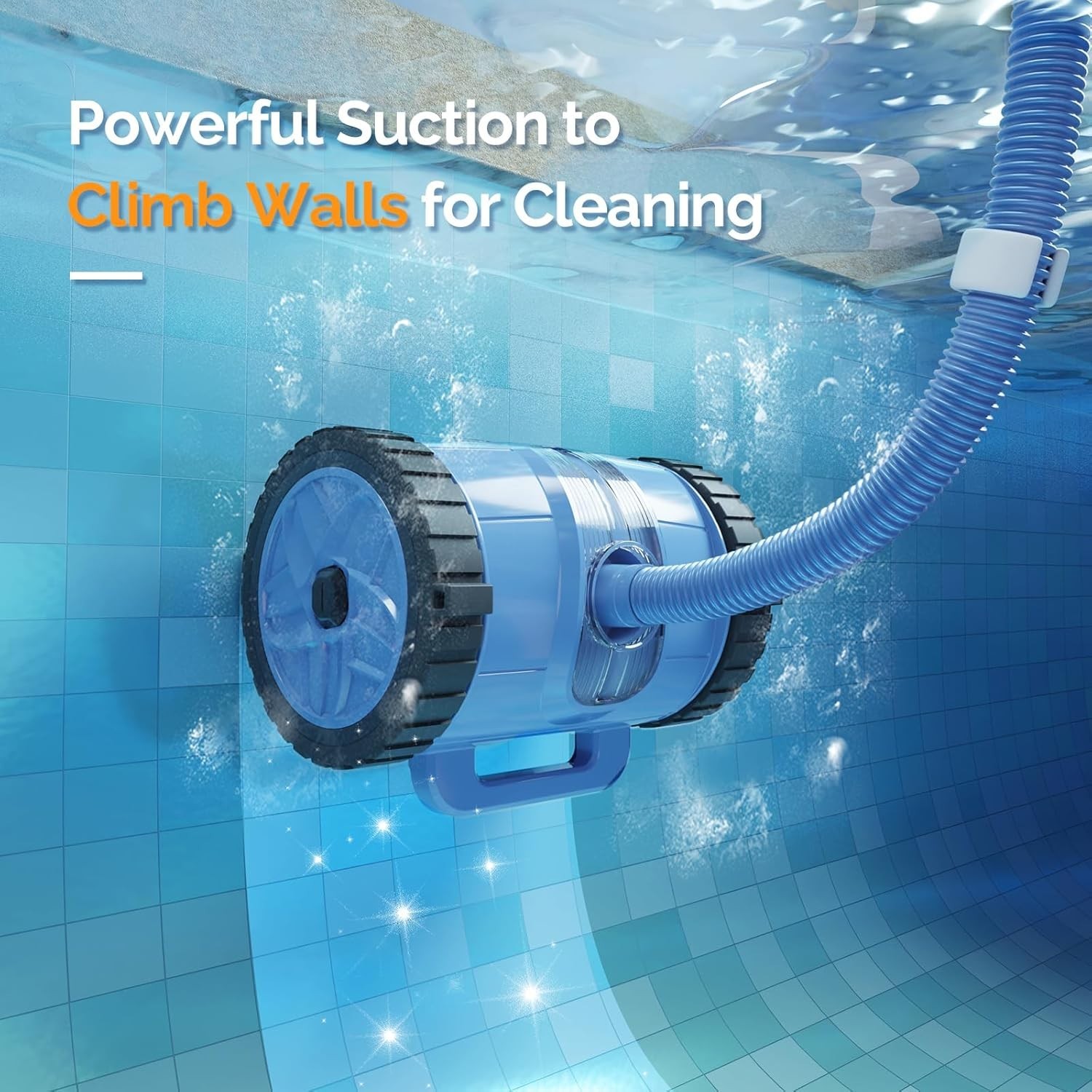 2025 Pool Vacuum Cleaner Suction Side Wall Climbing Automatic Sweeper 40ft Hose