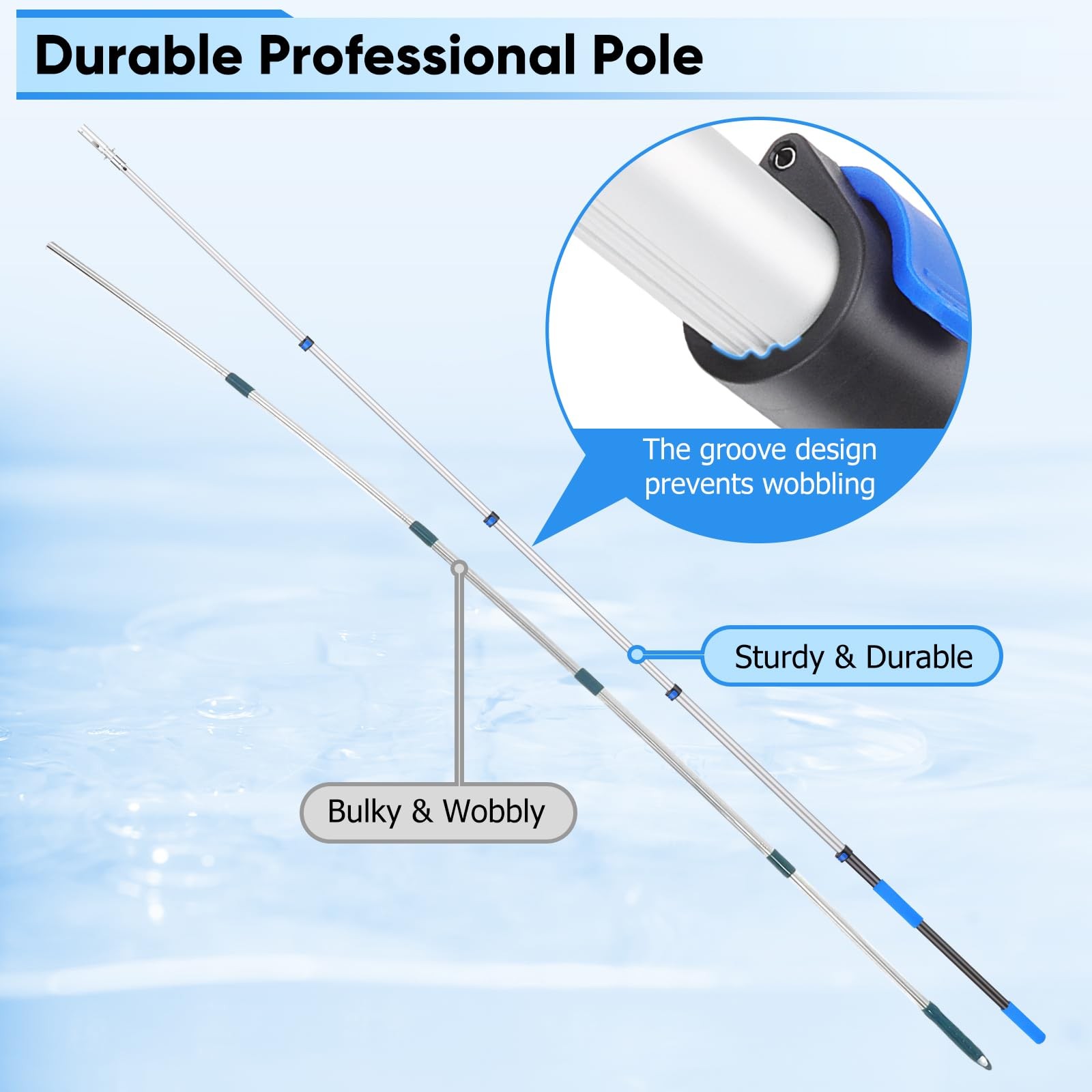 16FT Pool Pole Aluminum Telescopic Extension Pole,Suitable for Above-Ground/I…
