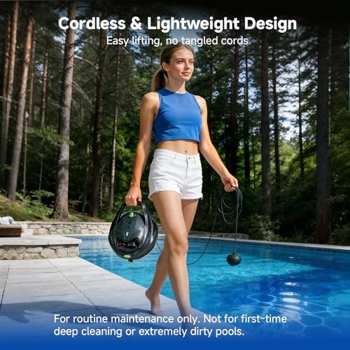 Robotic Pool Vacuum Cleaner with Triple-Layer Filtration & Floating Buoy, for