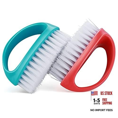 Cobee 2 Pack Hand Nail Brushes – Durable Stiff – Red, Blue
