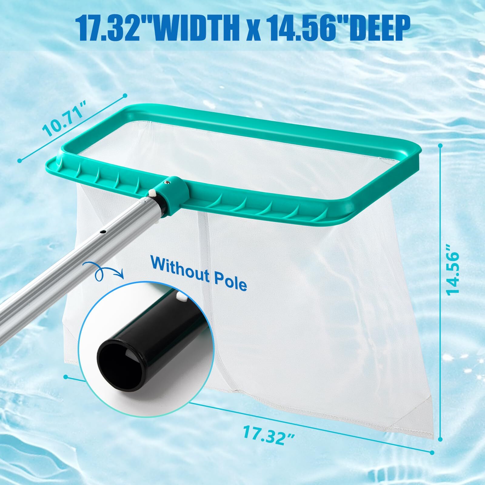 Red de piscina Bolsa profunda Skimmer de hojas Rastrillo de piscina Red de malla