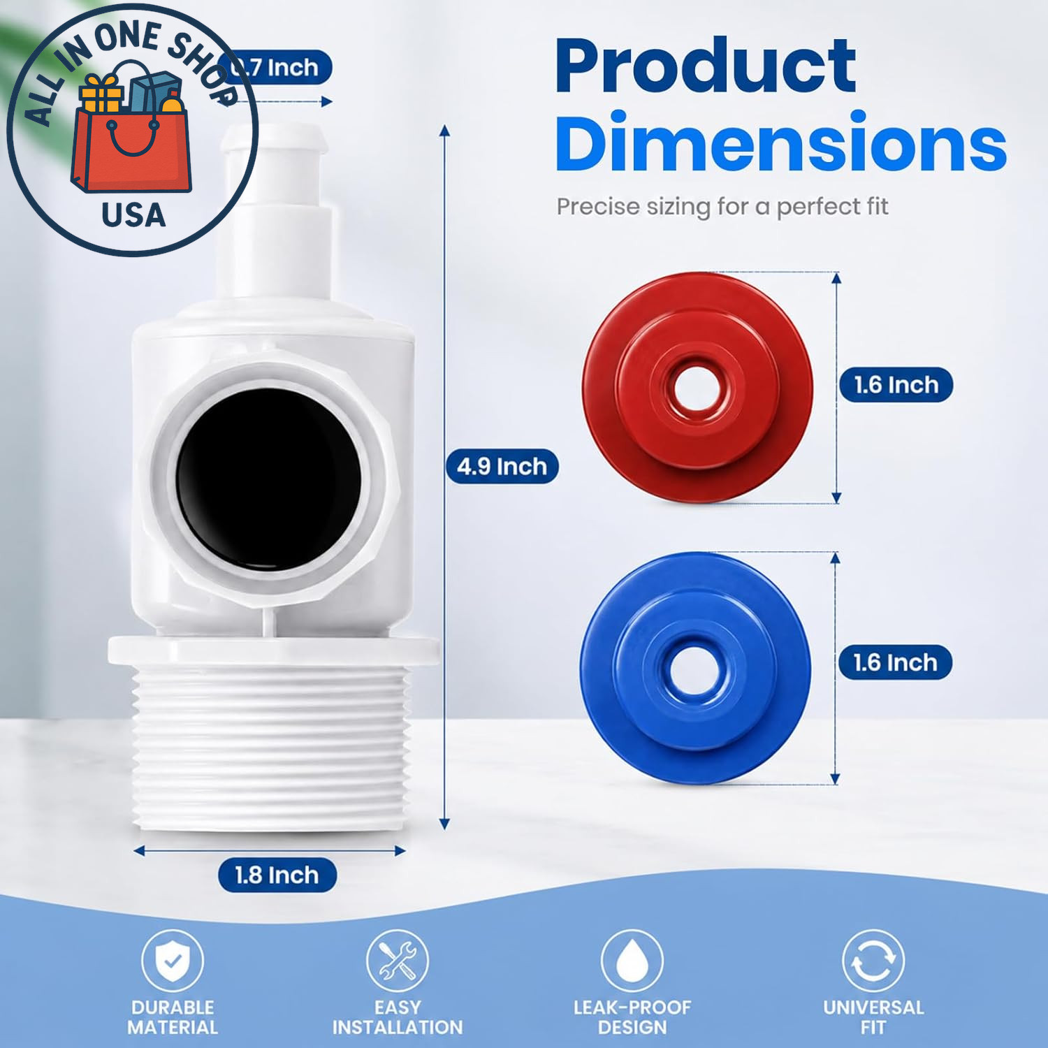 Universal Wall Fitting Connector for Polaris & Pentair Pool Cleaners – 1 Pack