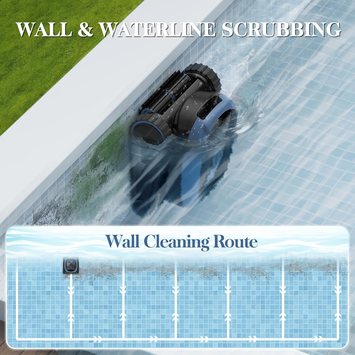 Robotic Pool Vacuum, 3-In-1 Cordless Pool Cleaner for Inground & above Ground Po