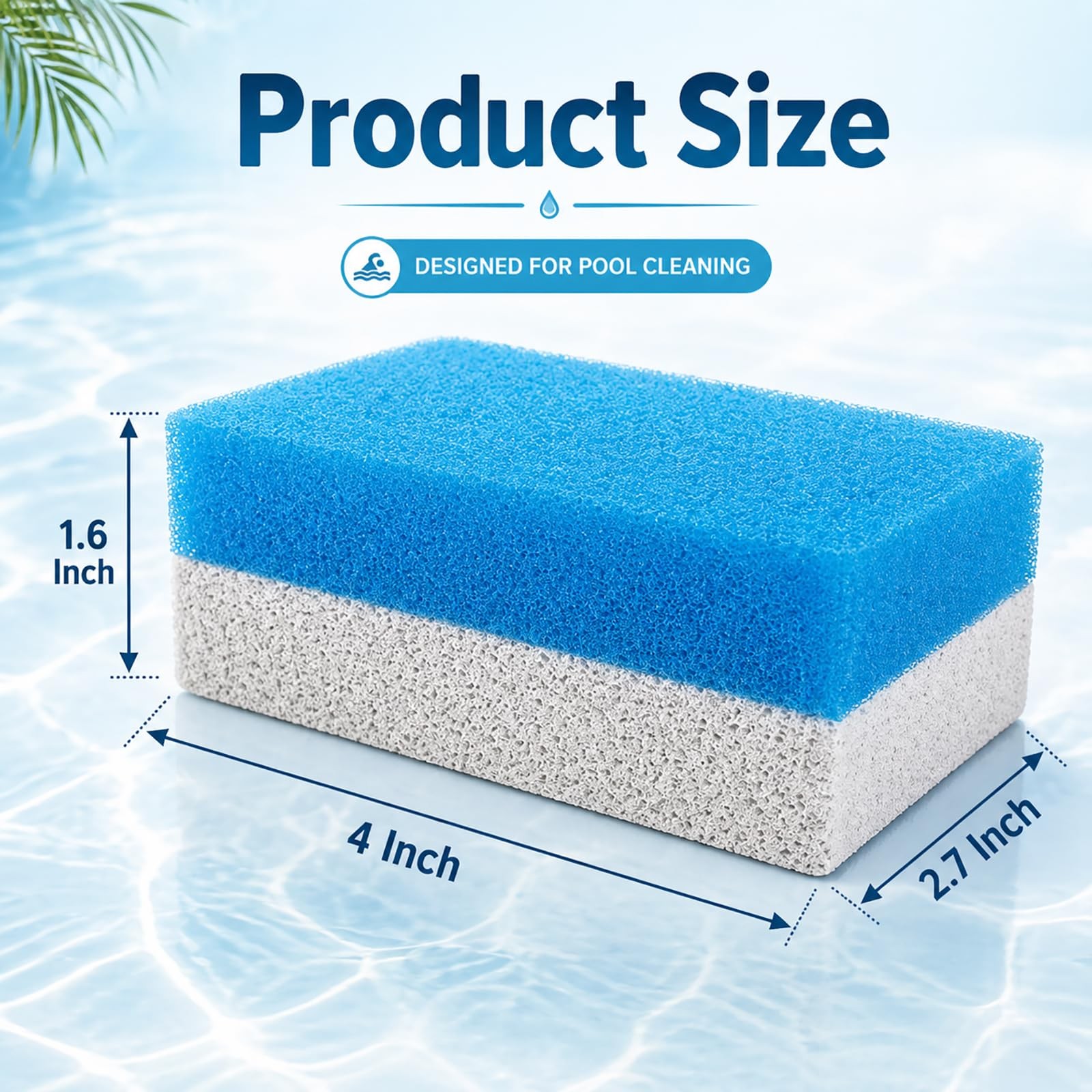 Dual Sided Pool Pumice Stone Cleaning Sponge, 2 in 1 Pool Cleaning Sponge Scr…