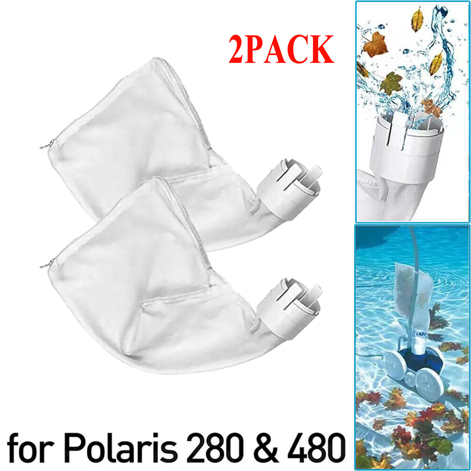 2 Pack Pool Cleaner Bags All Purpose Filter Bag for Polaris 280 480 Part K13 K16