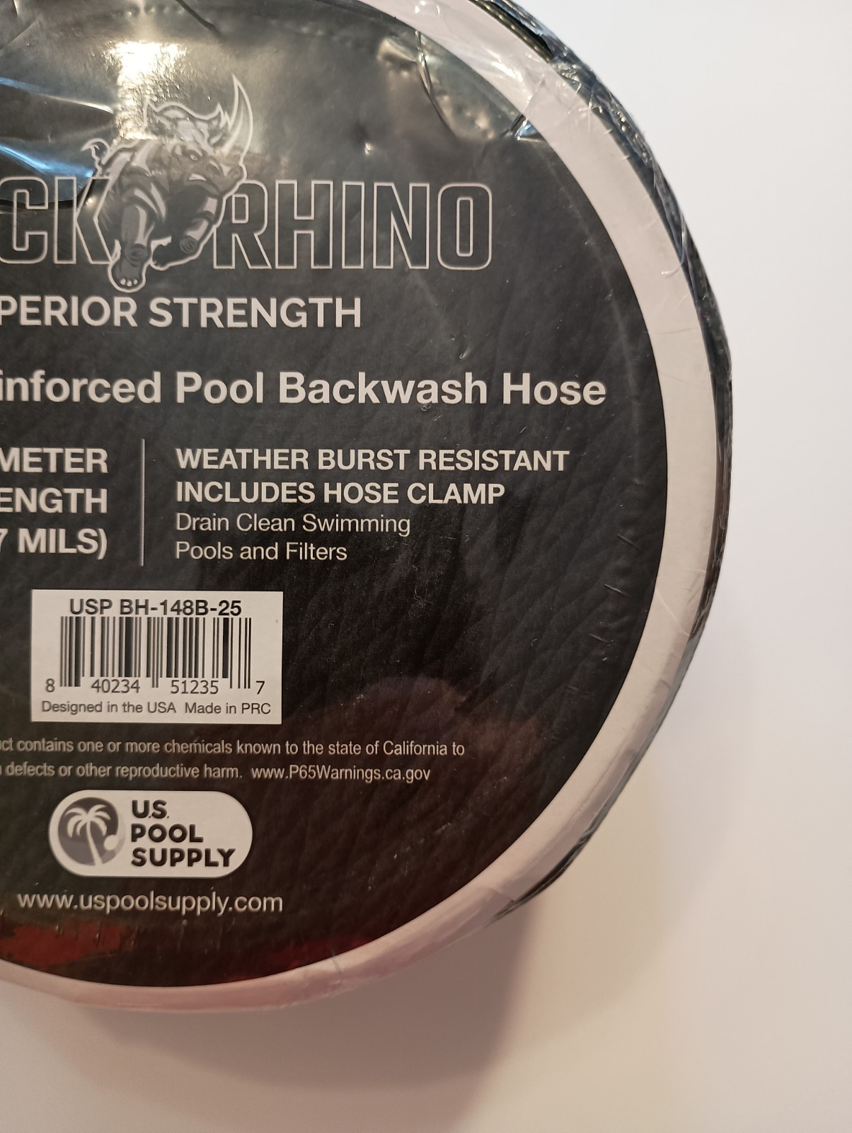 US Pool Supply Black Rhino Heavy Duty Pool Backwash Hose 2in Diameter X 25ft