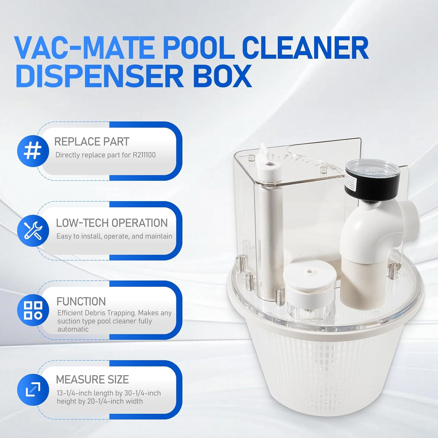 Replacement for R211100 Vac-Mate Pool Cleaner Dispenser Box Multi-Function Vacuu
