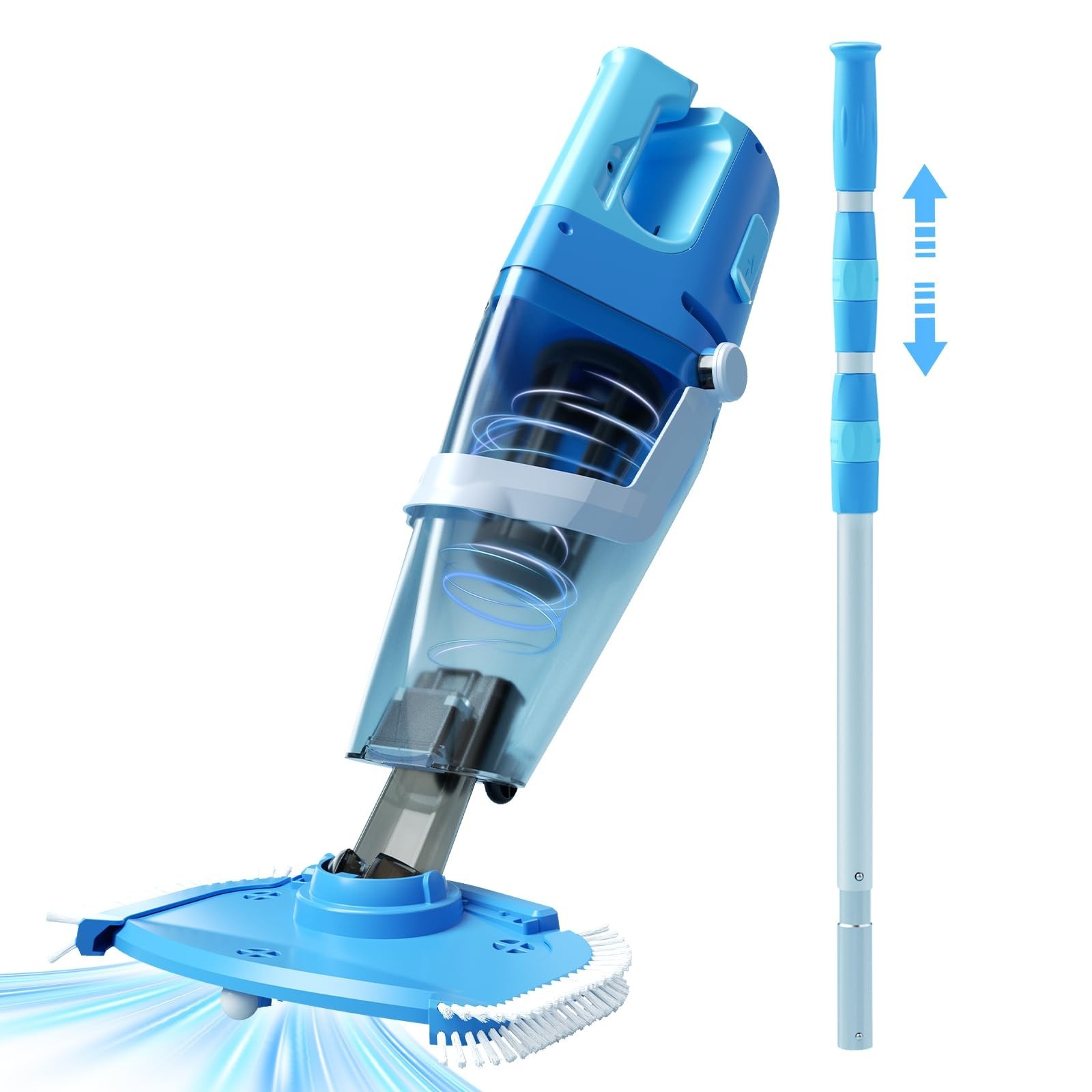 Cordless Pool Vacuum with Telescopic Pole, 26.5 gallons/min Powerful Suction,…
