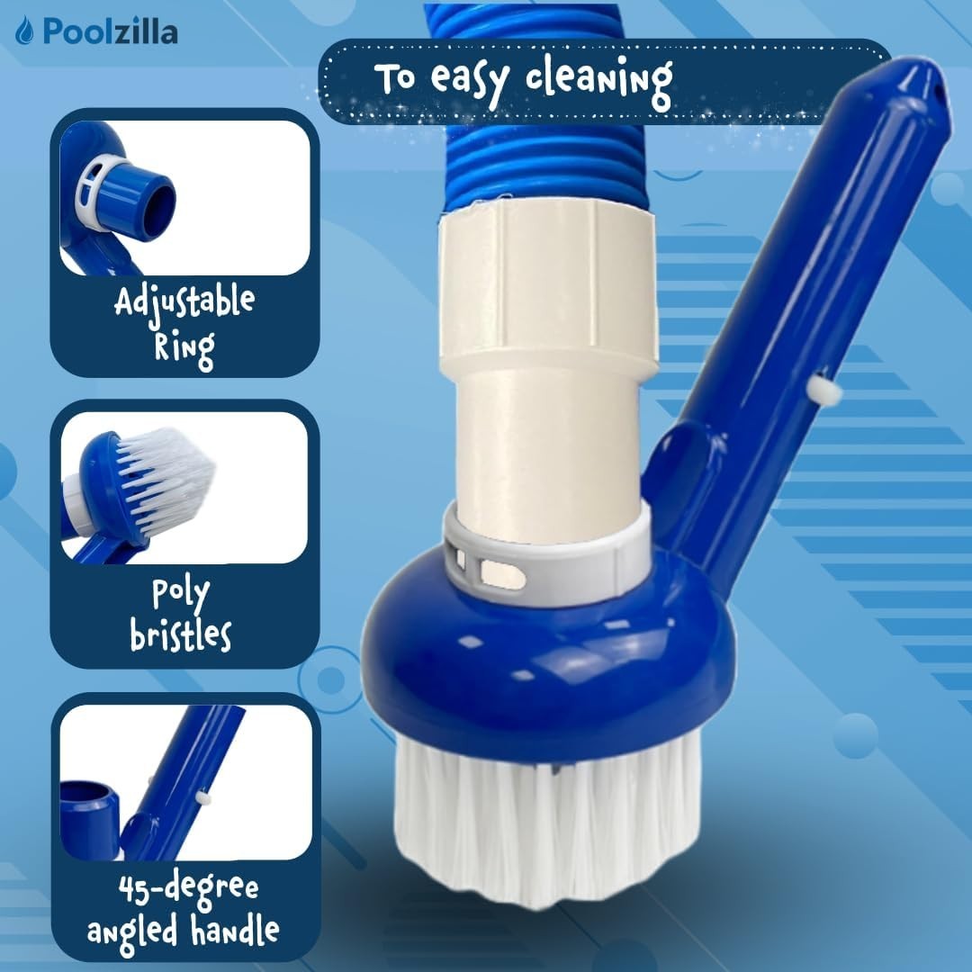 Pool Corner Vacuum Brush with Adjustable Ring for Concrete Vinyl Pools