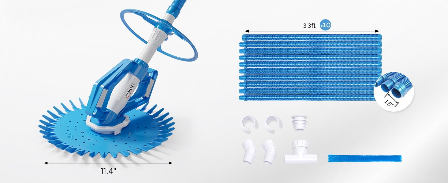POOL VACUUM Cleaner Automatic SWEEPER Swimming Pool CREEPY Crawler 16&prime; HOSE Blue