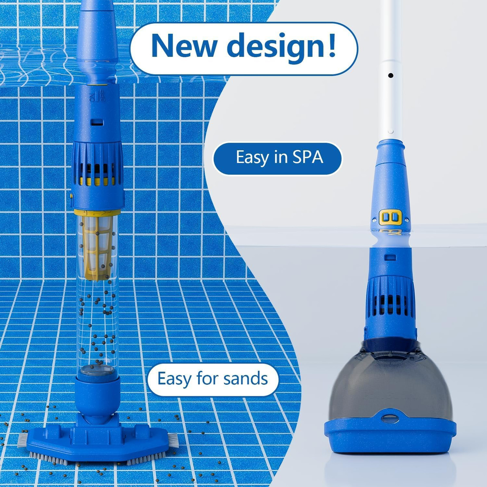 Cordless Pool Vacuum with Strong Suction Handheld Pool Cleaner for Above Ground