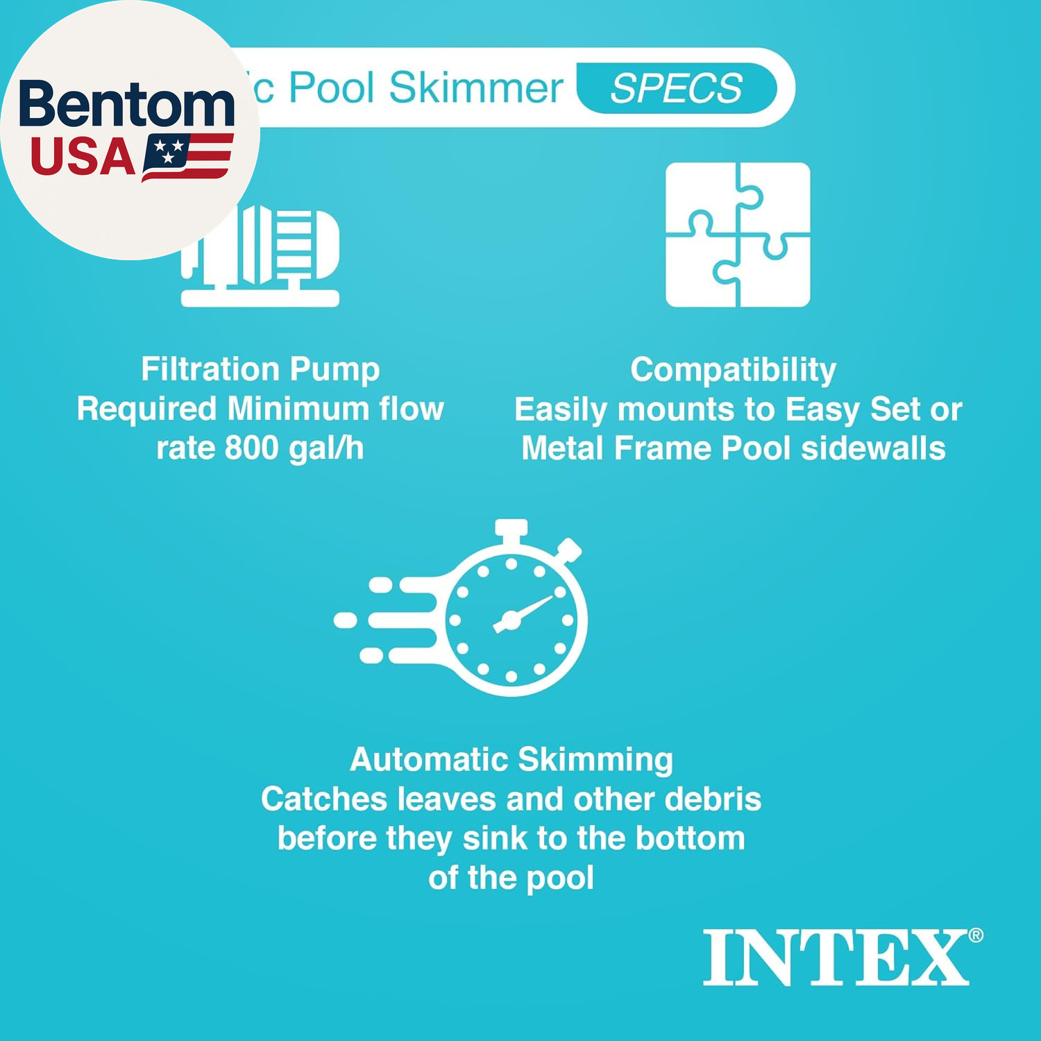 Deluxe Automatic Surface Skimmer Bundled with Maintenance Kit W/ Vacuum & Pole,